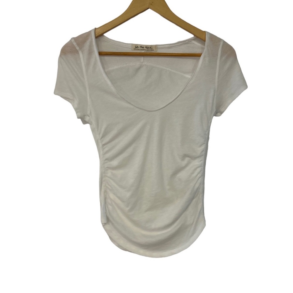 Free People | We The Free size XS White Sonnet ruched soft tshirt